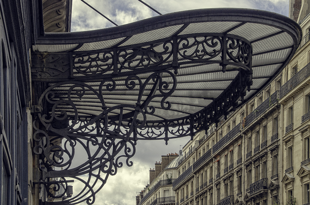 Wrought Iron and glass canopy